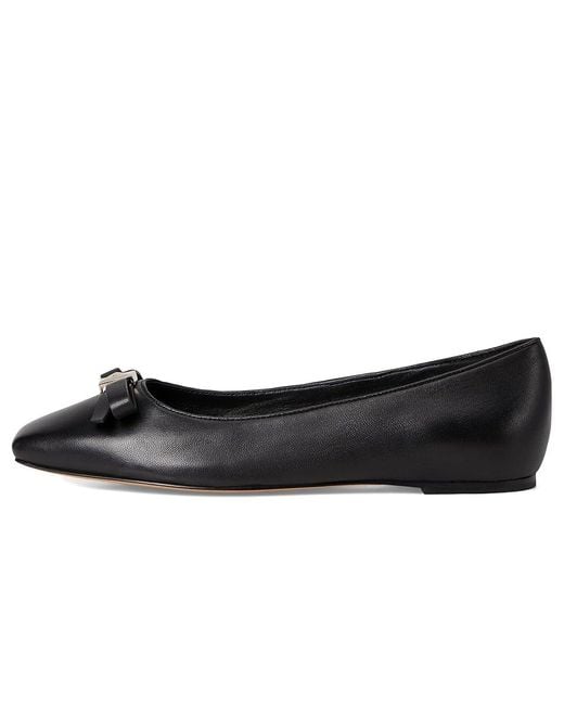 Kate Spade Black Deco Bow Smooth Leather Flat Flat Shoes