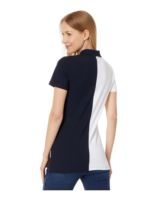 Tommy Hilfiger Blue Short Sleeve Color-block Zip Polo