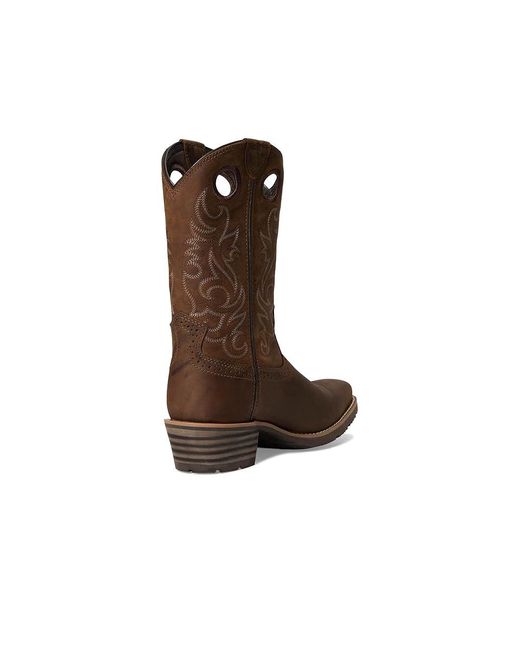 Ariat Brown Hybrid Roughstock Square Toe Cowboy Boot Shoes, Leather for men