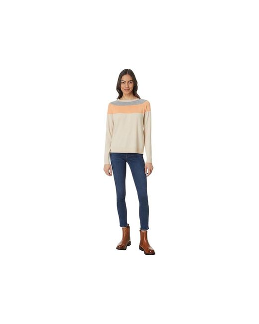 Smartwool Blue Edgewood Colorblock Crew Sweater Sweater, Nylon/Polyester/Wool