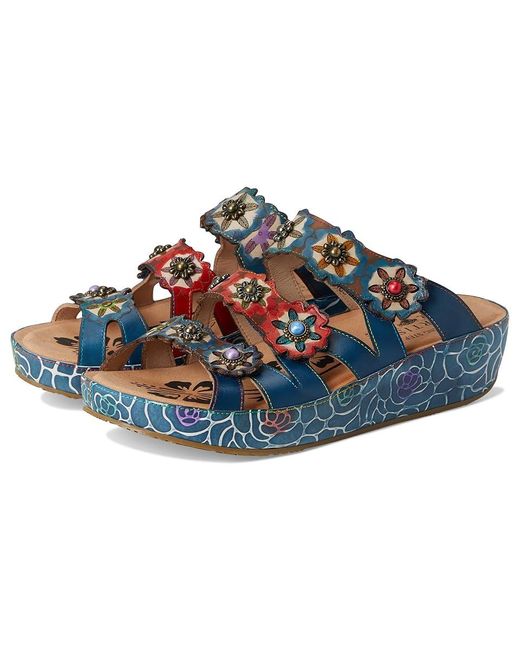 Spring Step Blue Cuddlecake Wedge Shoes, Leather/Rubber