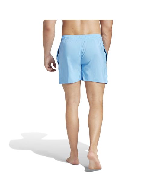 Adidas Blue Solid Clx Classic-length Swim Shorts for men