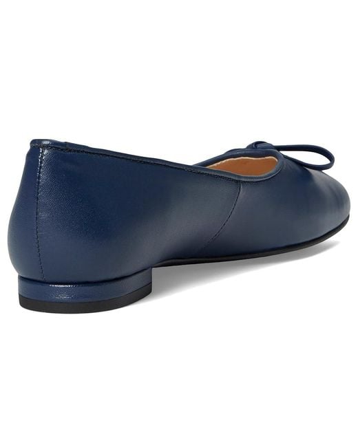 French Sole Blue Poppie Flat Shoes, Leather
