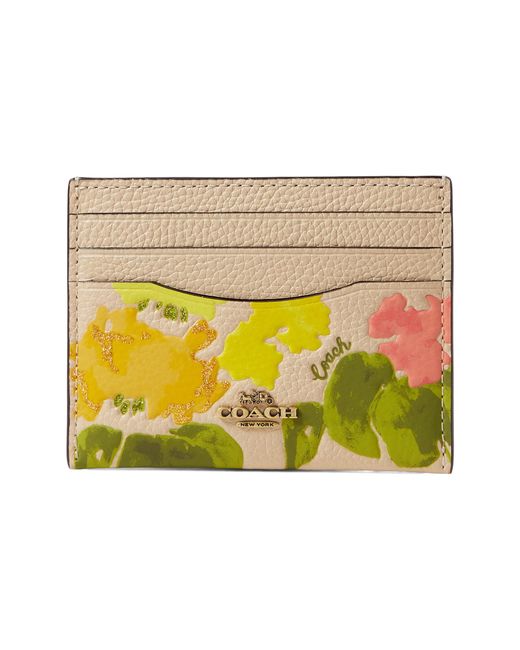 COACH Floral Printed Leather Flat Card Case Lyst