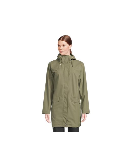Helly Hansen Green Moss Raincoat Coat, Polyester/Polyurethane