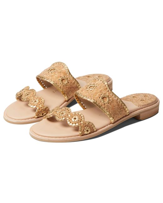 Jack Rogers Leather Caroline Flat Sandal Cork in Gold (Metallic) Lyst