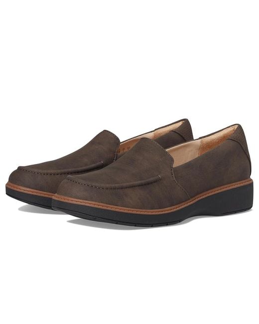 Dr. Scholls Brown Calm Down Loafer/Moc Shoes Flat Shoes, Microfiber