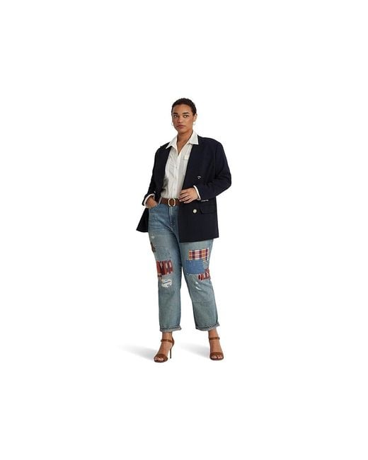 Ralph Lauren Black Plus Size Patchwork Relaxed Tapered Jeans