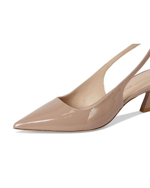 Stuart Weitzman Natural Vinnie 50 Strap Pump Shoes, Leather