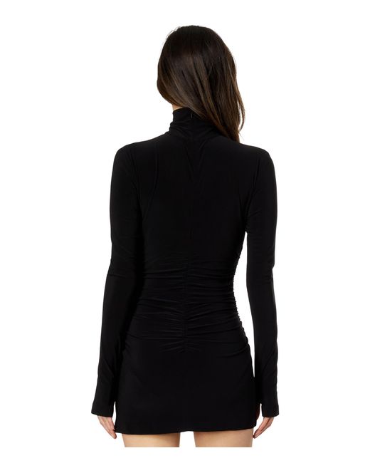 Norma Kamali Black Long Sleeve Turtleneck Super Mini Dress