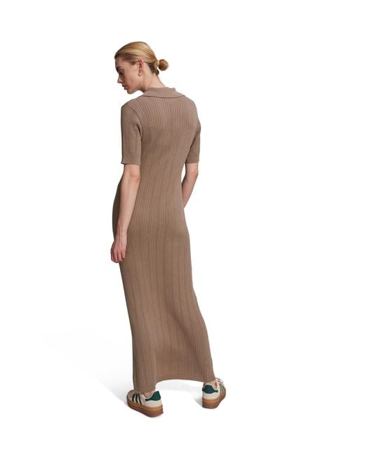 Varley Brown Andrea Pointelle Knit Dress