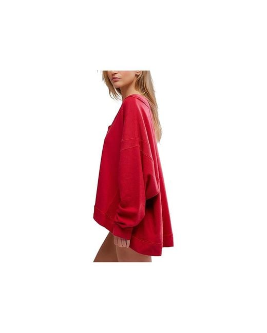 Free People Red Staycation Pullover Pajama Sets, Cotton/Polyester
