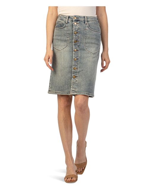 Kut From The Kloth Gray Rose Skirt Button Front Portchop Pocket