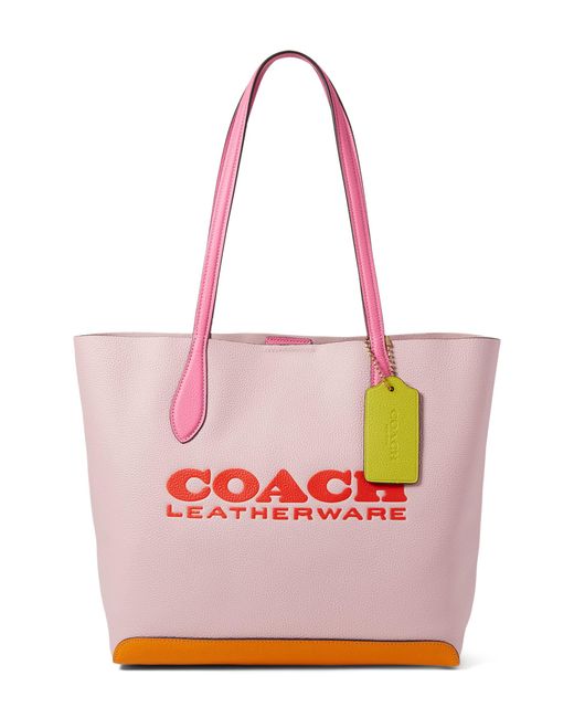 COACH Color-block Leather Kia Tote in Pink | Lyst