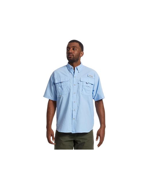 Columbia Blue Bahama Ii Short Sleeve Shirt Short Sleeve Button Up 1, Mesh/Nylon/Polyester for men
