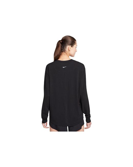 Nike Black One Relaxed Dri-Fit Long-Sleeve Top Workout Sm (Us 4-6) Cotton/Elastane/Polyester