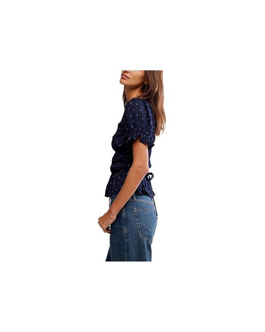 Free People Blue Adore You Blouse Clothing Lg 12) Cotton/Modal