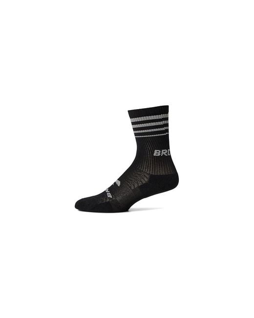 Brooks Black Run-In Crew 3-Pack Quarter Length Socks Shoes Xl (Us Shoe 12-14) Nylon/Spandex for men