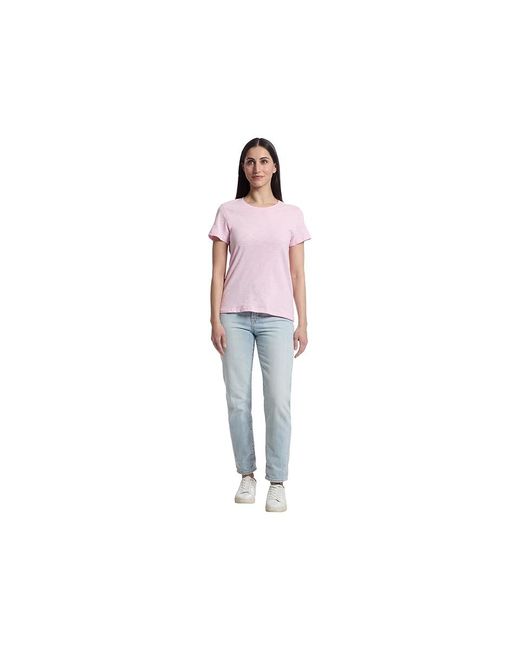 Lilla P Red Short Sleeve Back Seam Crewneck Clothing, Cotton