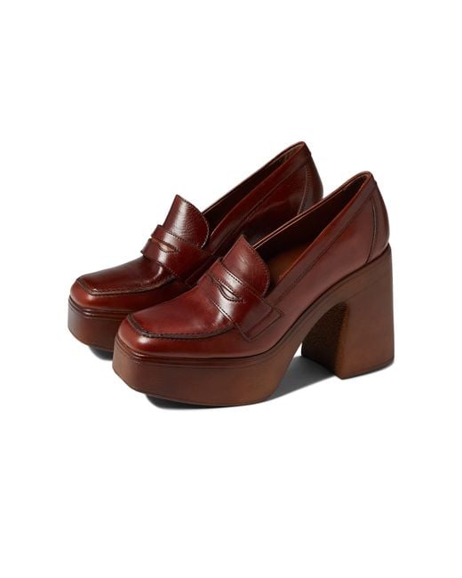 Free People Leather Zoe Platform Loafer in Brown Lyst