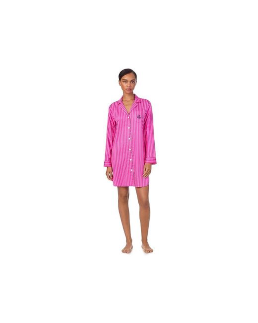 Ralph Lauren Red Long Sleeve Notch Collar Sleepshirt Pajama Sm (Us 4-6) Cotton/Rayon