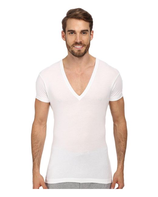 2xist 2(x)ist Pima Slim Fit Deep V-neck T-shirt in White for Men | Lyst