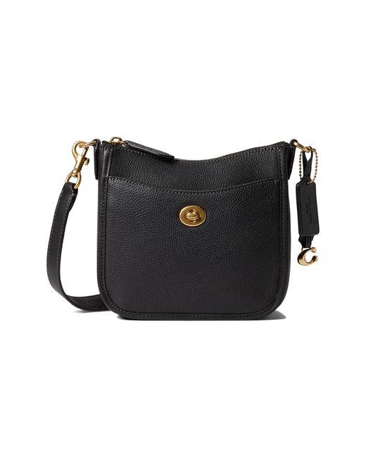 COACH Polished Pebble Leather Chaise Crossbody 19 in Black Lyst