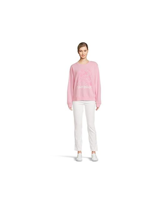 Lilly Pulitzer Pink Ballad Long Sleeve Sweatshirt Sweater Conch Shell Pb Playground Printed Sweatshirt, Cotton