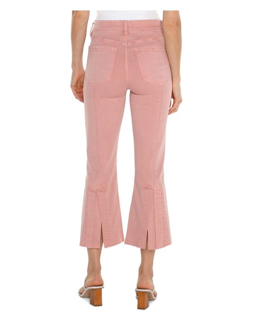 Liverpool Los Angeles Pink Gia Glider Pull On Mid Rise Crop Flare With Back Pleat High Performance Denim