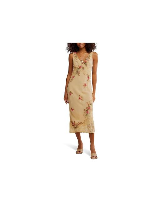 Free People Black Meet Again Midi Dress Dress Xl 14) Nylon/Viscose
