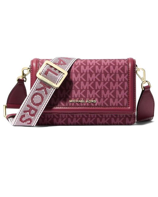 MICHAEL Michael Kors Red Jet Set Small Phone Crossbody Cross Body Handbags, Leather/Polyester