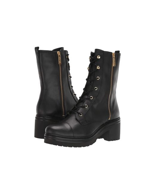 Michael Kors Anaka Leather Combat Boot in Black Lyst