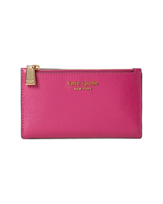 Kate Spade Morgan Saffiano Leather Small Slim Bifold Wallet in Pink | Lyst