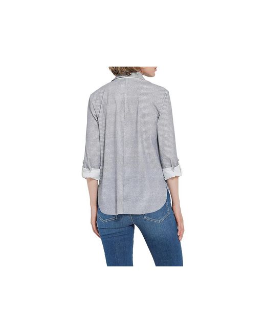 Lyssé Gray Roll Tab Connie Printed (French Pinstripe) Clothing