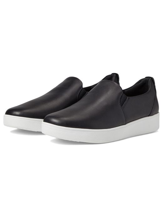 Fitflop Rally Leather Slip-on Skate Sneakers in Black | Lyst