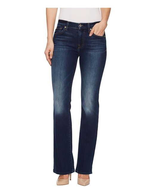 7 For All Mankind Blue Tailorless Bootcut Jeans In Moreno