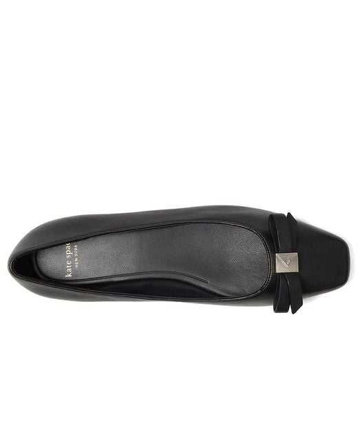 Kate Spade Black Deco Bow Smooth Leather Flat Flat Shoes