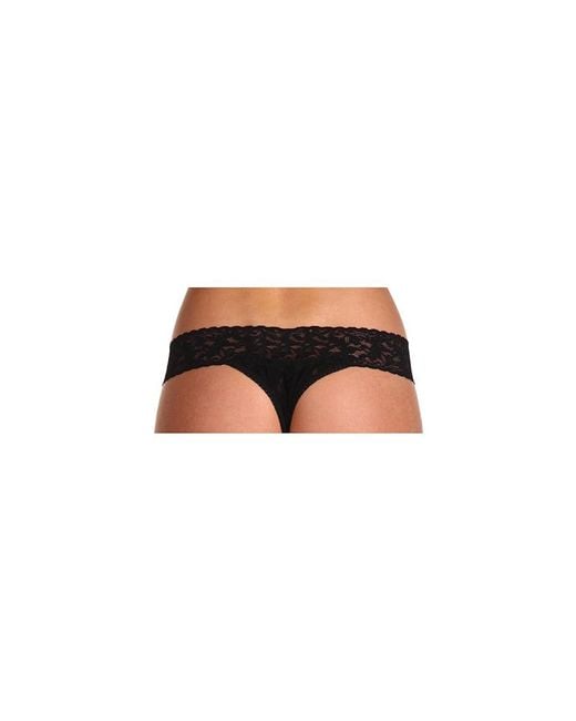 Hanky Panky Black Signature Lace Original Rise Thong 3-Pack Underwear/Chai/ Cotton/Lace/Nylon