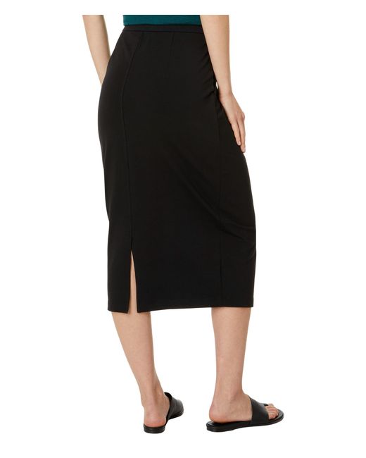 Eileen Fisher Black Calf Length Skirt With Pockets