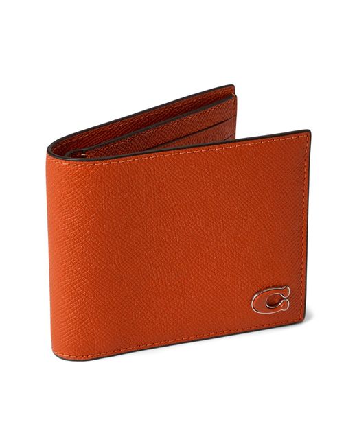 COACH 3-in-1 Wallet In Cross Grain Leather in Orange for Men
