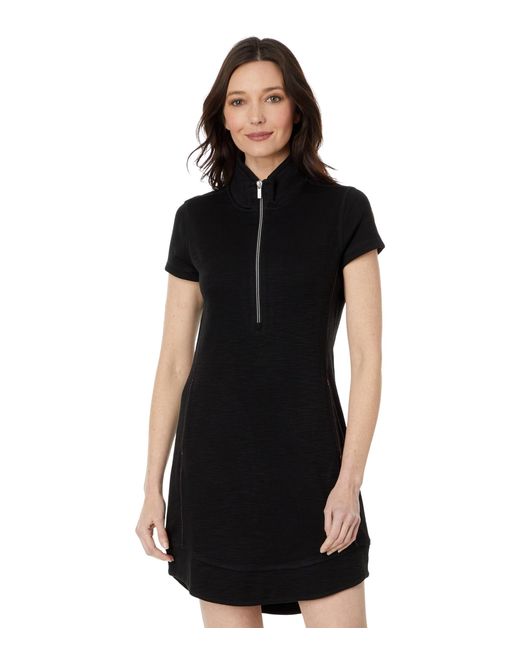 Tommy Bahama Black Tobago Bay Half Zip Ss Dress