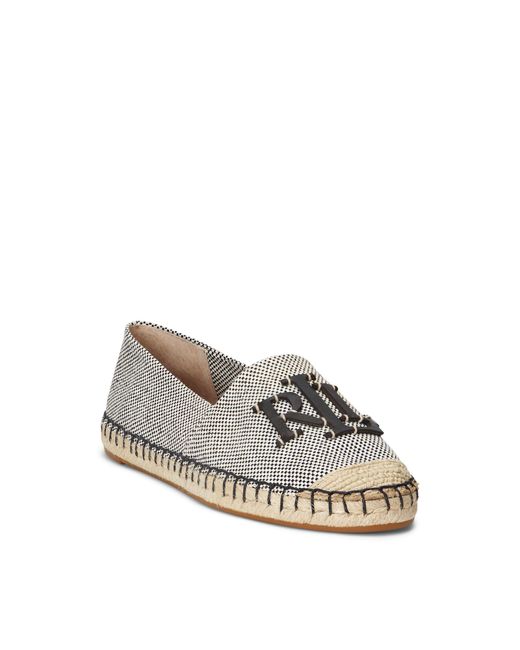 Lauren by Ralph Lauren Cameryn Iii Canvas Leather Espadrille in Gray | Lyst