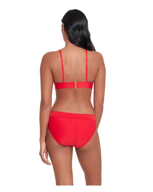 Lauren by Ralph Lauren Red Beach Club Solids Toggle V Neck Bikini Top