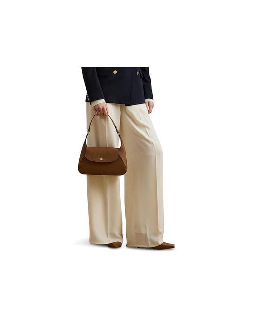 Ralph Lauren Brown Crosshatch Medium Schylar Shoulder Bag Handbags, Leather
