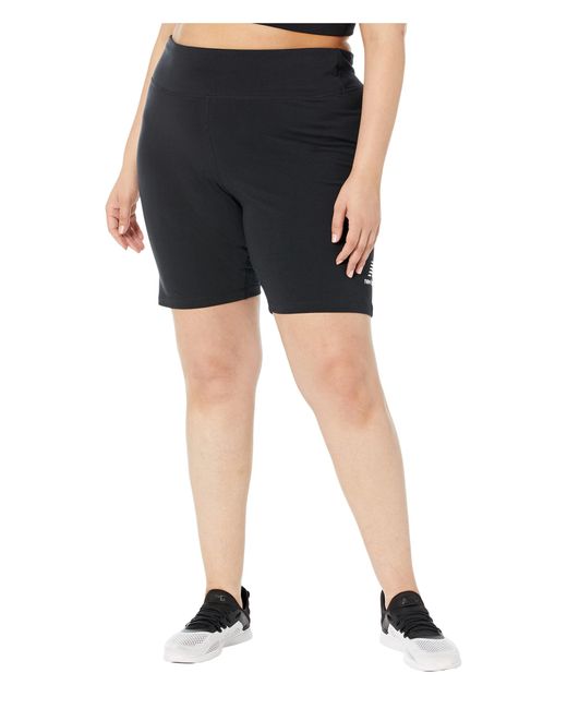 New Balance Cotton Plus Size Essentials Stacked Fitted Shorts in Black | Lyst