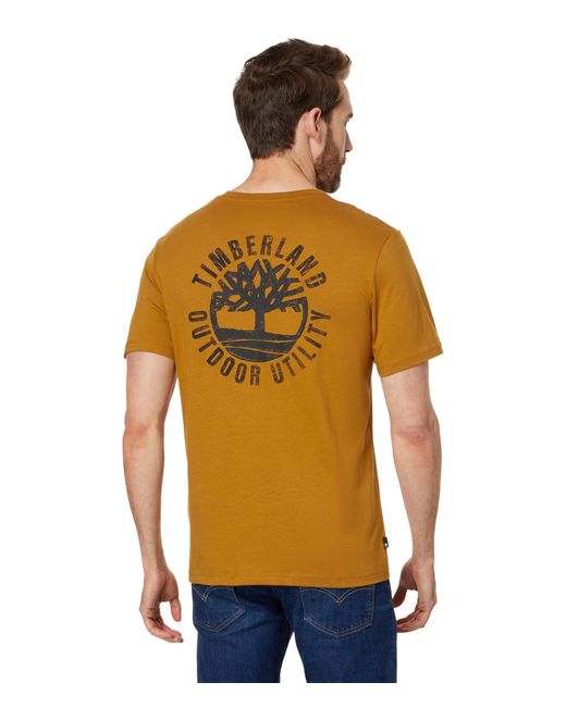 Timberland Orange Short Sleeve Back Logo Graphic Tee for men