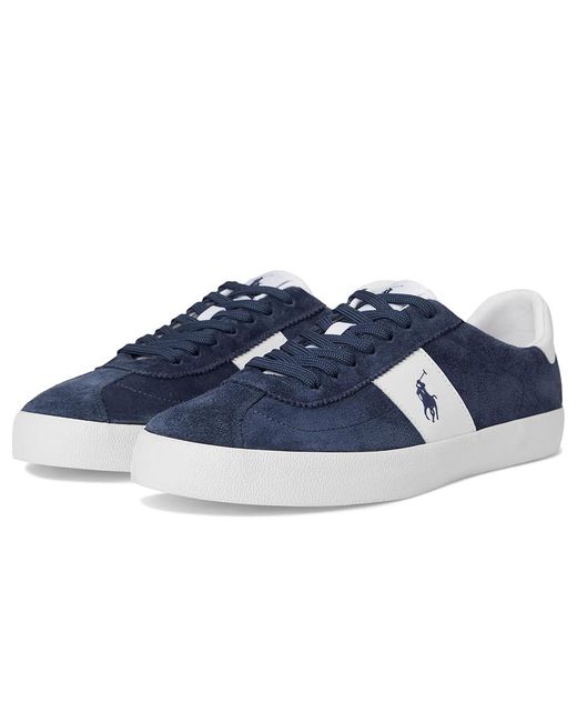 Polo Ralph Lauren Blue Court Vulc Leather-Suede Sneaker Shoes 8 D for men
