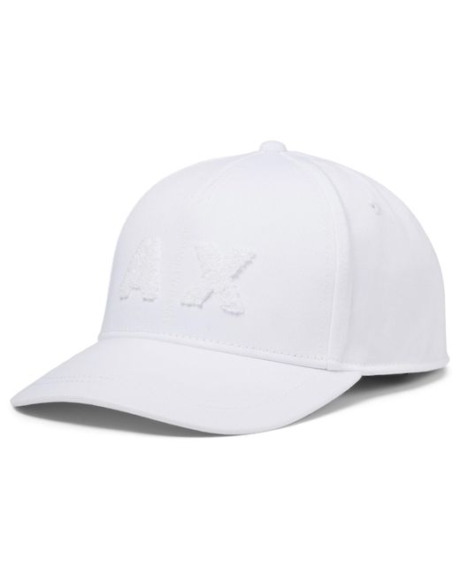Armani Exchange White Baseball Cap With Textured Ax Logo for men