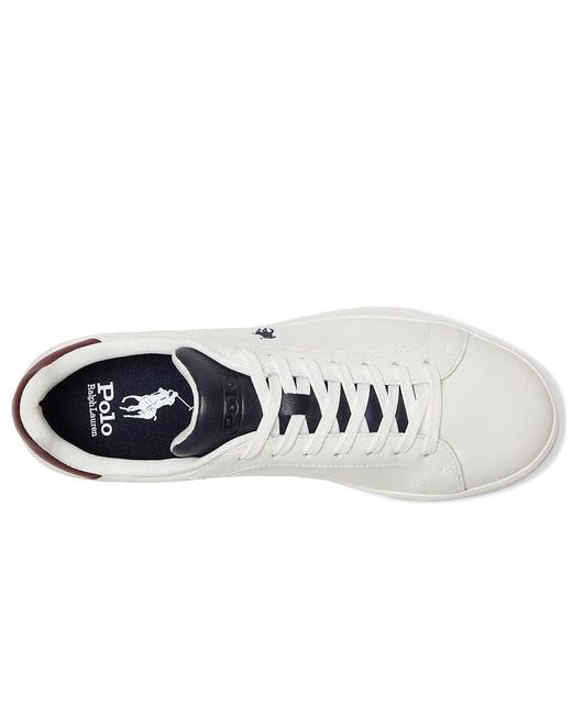Polo Ralph Lauren White Heritage Court Ii Nappa Leather Sneakers Shoes Off- /Wine 12 D for men
