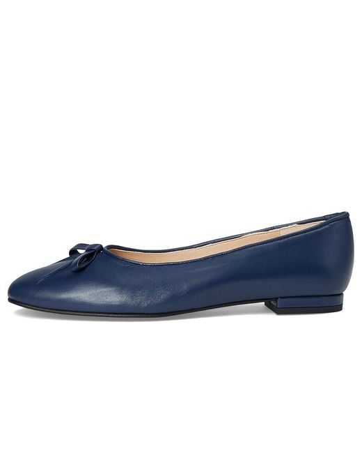 French Sole Blue Poppie Flat Shoes, Leather